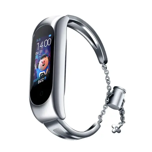 Fusion Accessories Metal Bracelet išmaniojo laikrodžio dirželis Xiaomi Mi Band 3/4/5/6 | nerūdijantis plienas | sidabrinis
