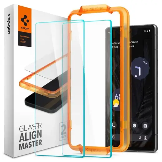 Spigen GLAS.TR AlignMaster karastatud kaitseklaas telefonile Google Pixel 7a paigaldusraamiga (2 tk.)