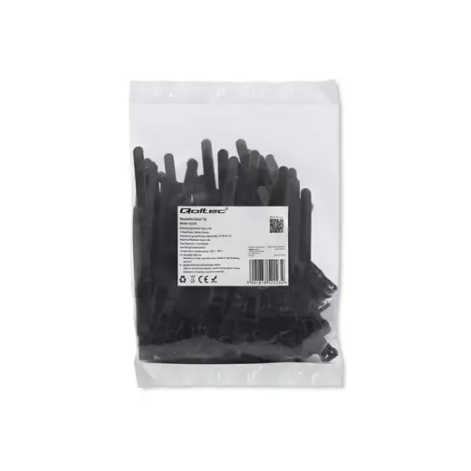 Qoltec Reusable Self-locking cable tie | 7.2*100 mm | Nylon UV | Black