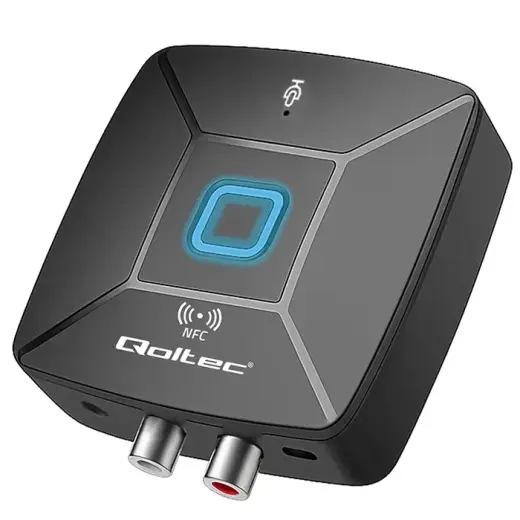 Qoltec Wireless Audio HiFi Home&Car Transmitter Receiver | Bluetooth 6.0 | NFC | 2 x RCA | 1 x 3.5mm MiniJack | Microphone