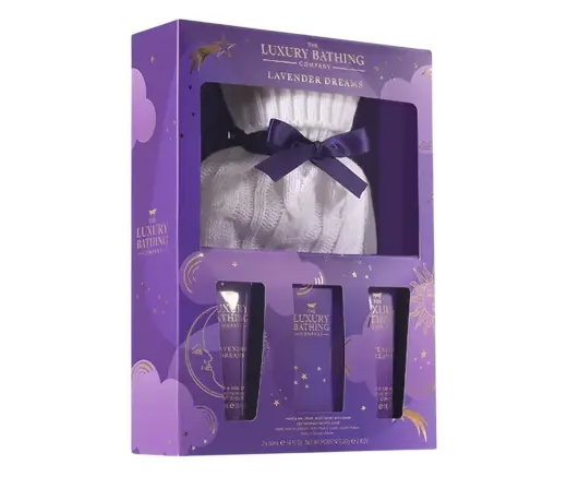 Set The Luxury Bathing Company: Cosy Up Lavender Dreams, Soothing & Relaxing, Vanilla, Bath Salt, 80 g + Cosy Up Lavender Dreams, Hydrating & Softening, Body Cream, Daily, 50 ml + Cosy Up Lavender Dreams, Moisturizing, Hand Cream, 50 ml