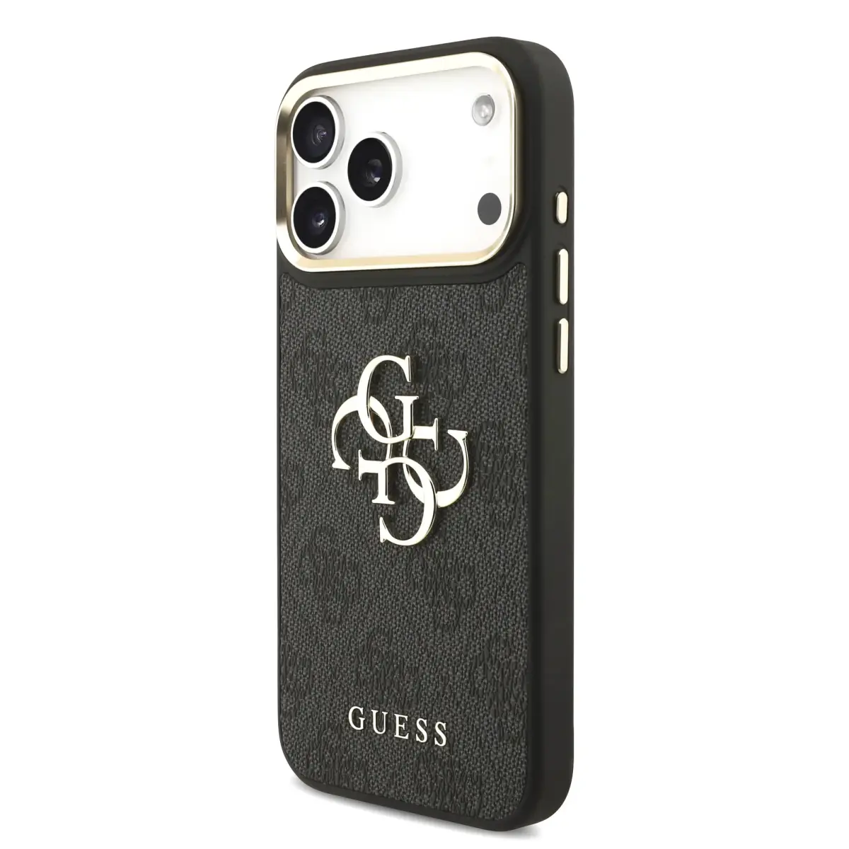 Guess 4G Metal Logo Gold Frame maciņš telefonam iPhone 18 Pro Max melns