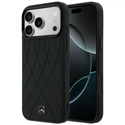 Mercedes Leather Crossed Lines чехол с поддержкой MagSafe для телефона iPhone 18 Pro Max | iPhone 17 Pro Max чёрный