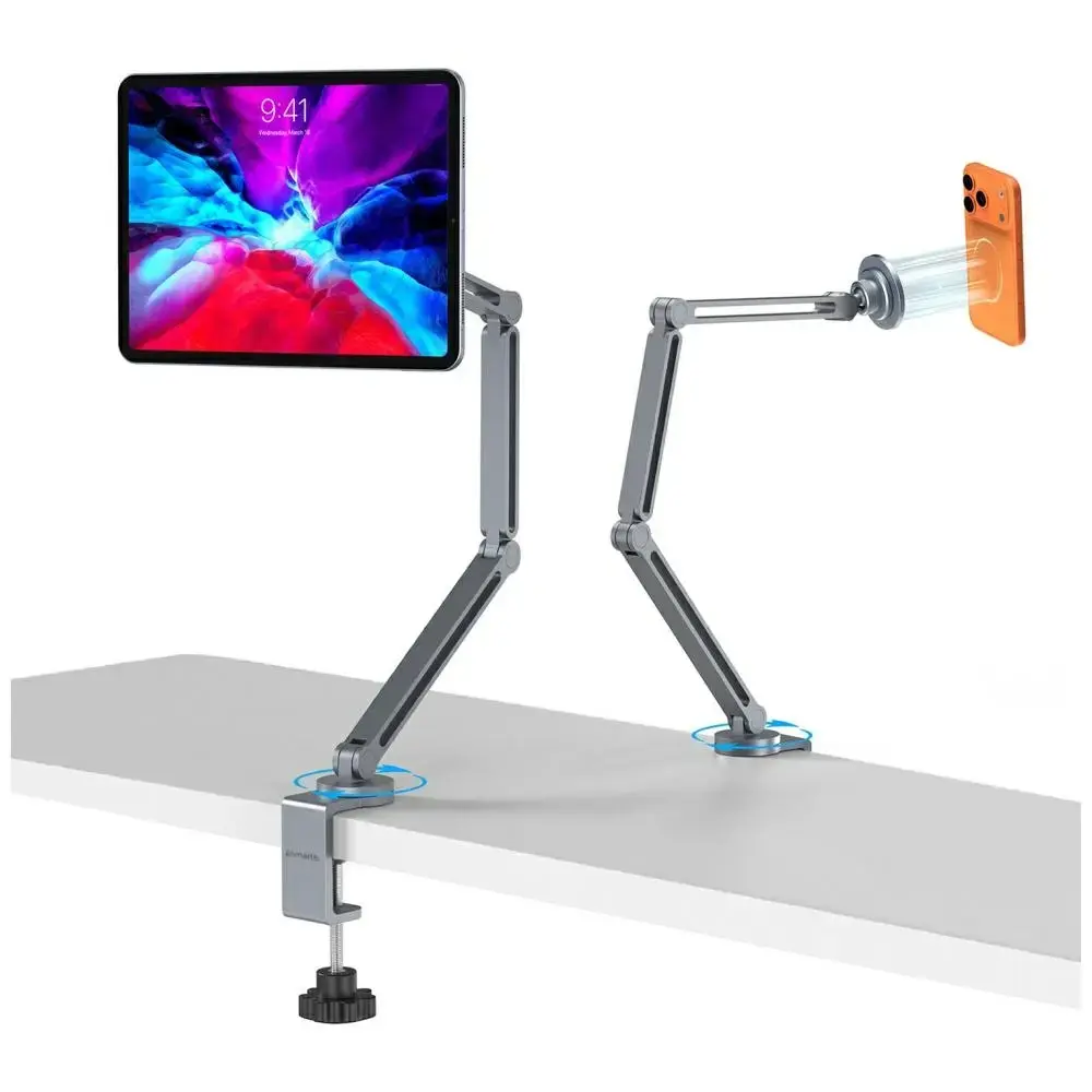 Magnetic holder for phone and tablet 4smarts Mount ErgoPro Desk Clamp - grey