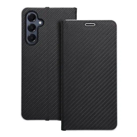 LUNA Book Carbon grāmatveida maciņš telefonam Samsung Galaxy A16 5G (A166) melns