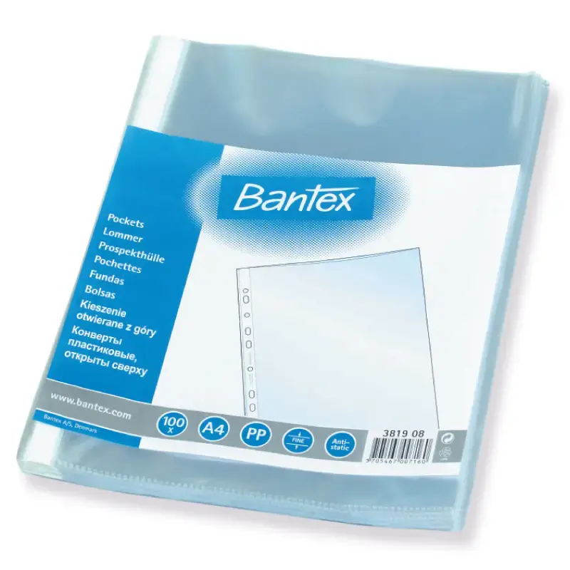 Kabata dokumentiem BANTEX A4 matēta, 40mic, 100 gab./iepak.