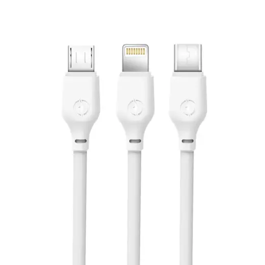 XO NB103 3-in-1 data transfer and charging cable | USB-A to Lightning, USB-C, Micro USB | 10.5W | 1m | white