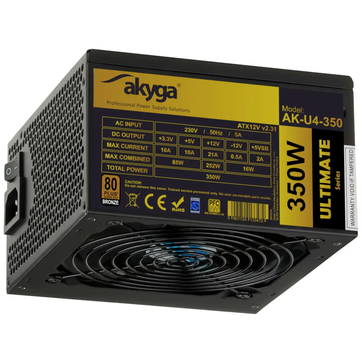 Toiteplokk ATX AK-U4-350 350W 80+ pronks