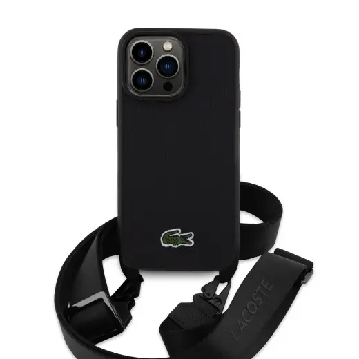 Lacoste Iconic Petit Pique Crossbody Woven Logo telefoni ümbris iPhone 15 Pro Max must