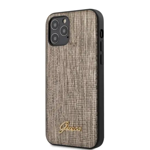 Guess GUHCP12MPCUMLLIGO Lizard maciņš telefonam iPhone 12 | iPhone 12 Pro zelta krāsā