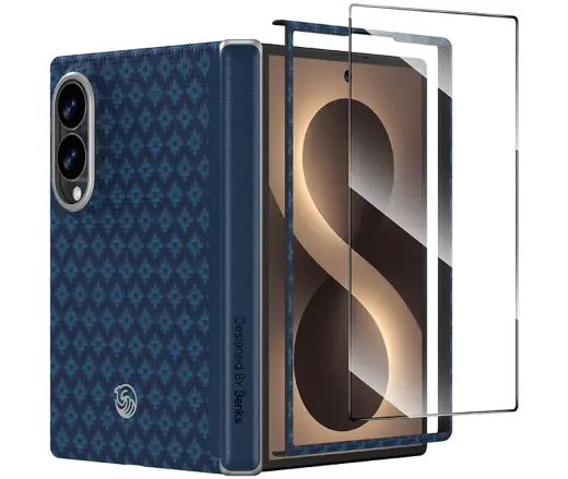 Benks Magnetic Armor Grid Air Grand Combo maciņš ar MagSafe atbalstu telefonam Samsung Galaxy Z Fold 8 (F971) zils