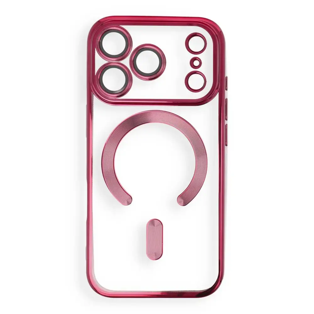 Case for iPhone 17 Pro / 18 Pro Electro Mag Cover compatible with MagSafe dark cherry