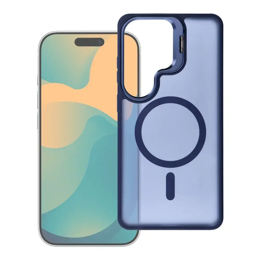 Forcell F-Protect Shadow Stand Premium telefono dėklas su stovu ir MagSafe palaikymu Samsung Galaxy S26 (S942) tamsiai mėlynas