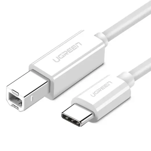 USB 2.0 C-B UGREEN US241 ar 1,5 m printera kabelis (balts)