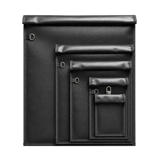 Set of 5 Fireproof OTN-5 RFID Signal Blocking Bags - Black