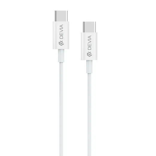 Devia Smart EC042 duomenų perdavimo ir įkrovimo laidas | USB-C į USB-C | PD | 60W | baltas