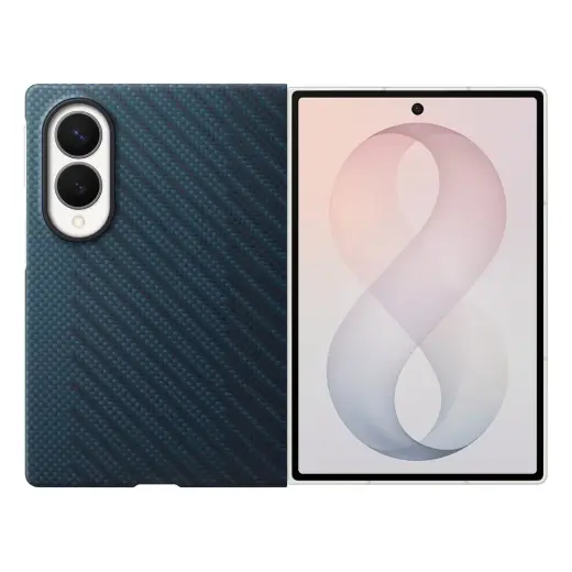 Samsung Carbon Magnet чехол с поддержкой MagSafe для телефона Samsung Galaxy Z Fold 8 (F971) тёмно-синий (защитная плёнка в комплекте)