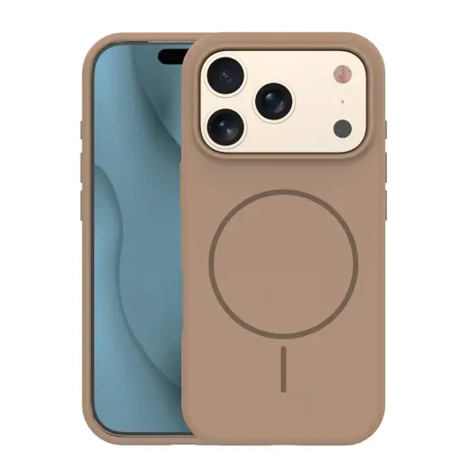 Silicone Thin Mag telefono dėklas su MagSafe palaikymu iPhone 17 Pro rudas