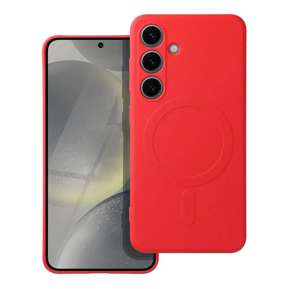 Silicone Mag Cover maciņš ar MagSafe atbalstu telefonam Samsung Galaxy S25 FE (S731) sarkans