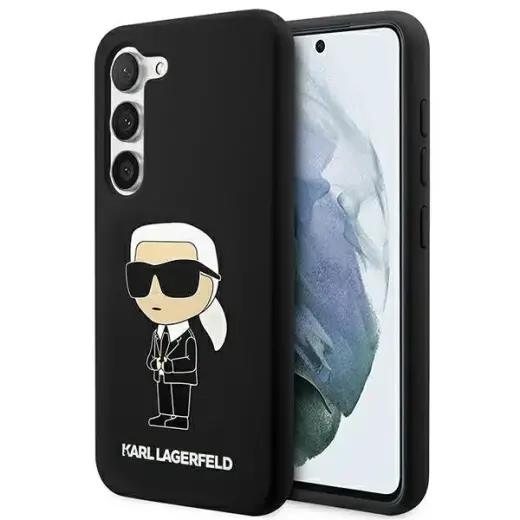 Karl Lagerfeld KLHCS23SSNIKBCK Ikonik maciņš telefonam Samsung Galaxy S23 melns