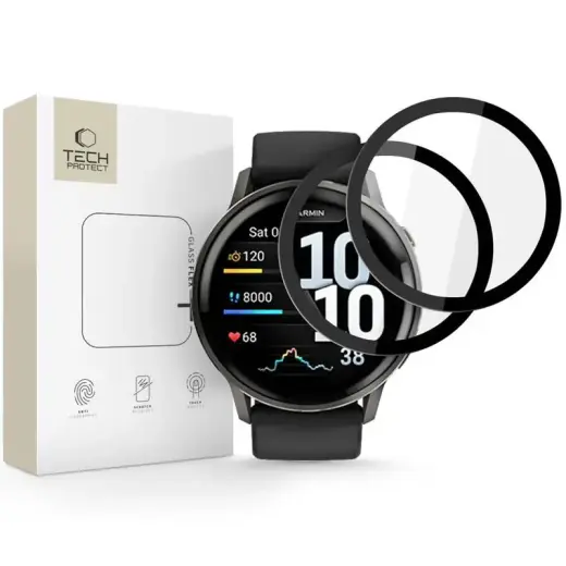 Tech-Protect aizsargstikls priekš Garmin Venu 4 (45 mm) | melns (2 gab.)