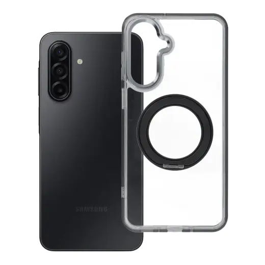 Frame Circle Stand telefoni ümbris alusega ja MagSafe toega Samsung Galaxy A17 4G (A175) | A18 4G (A185) must