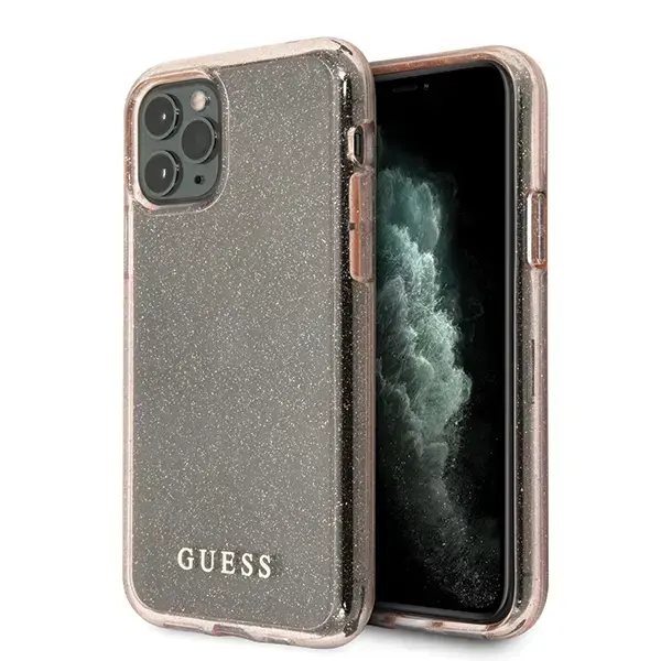 Guess GUHCN58PCGLPI Glitter telefoni ümbris iPhone 11 Pro roosa