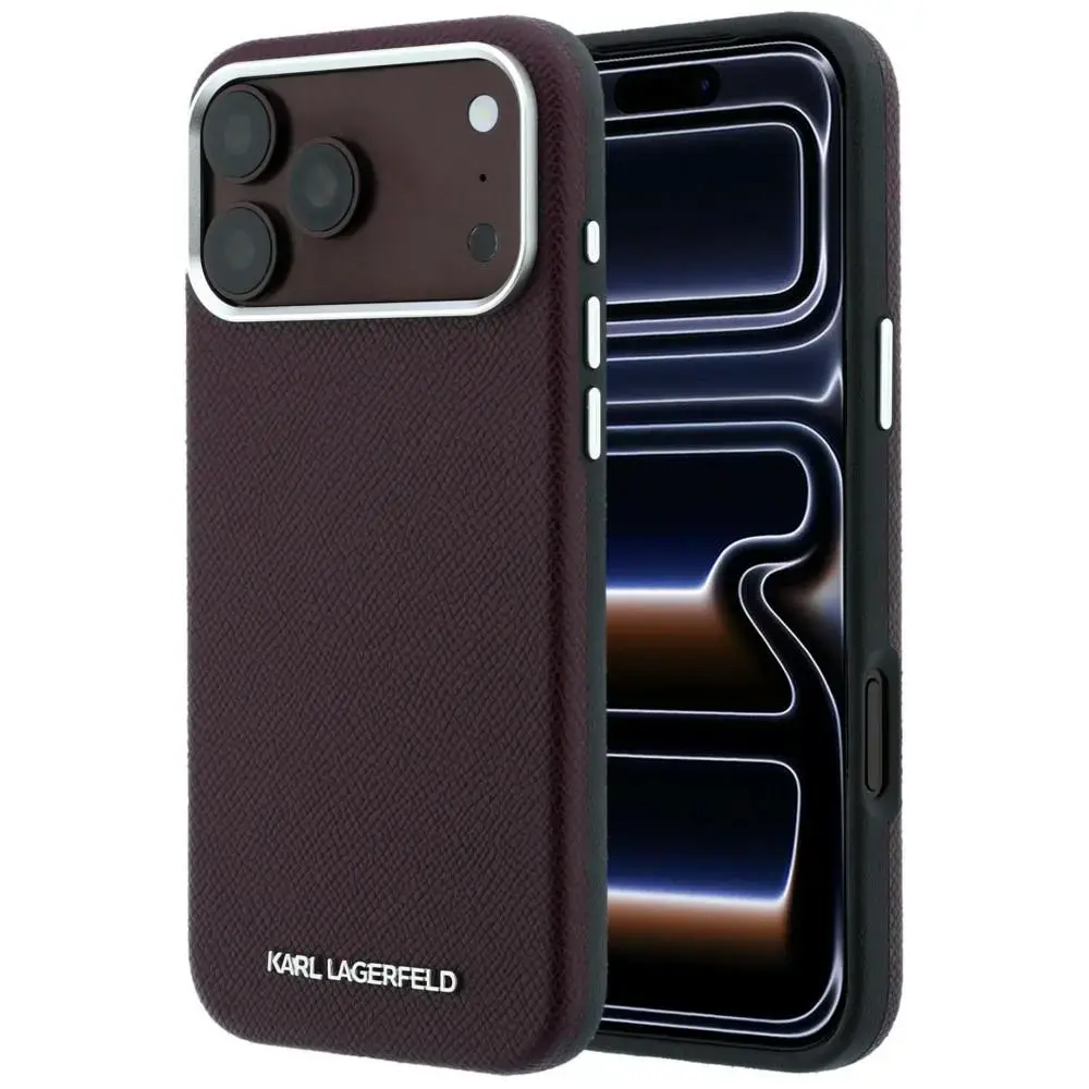 Case Karl Lagerfeld Grained Elongated Logo MagSafe for iPhone 18 Pro Max / 17 Pro Max burgundy