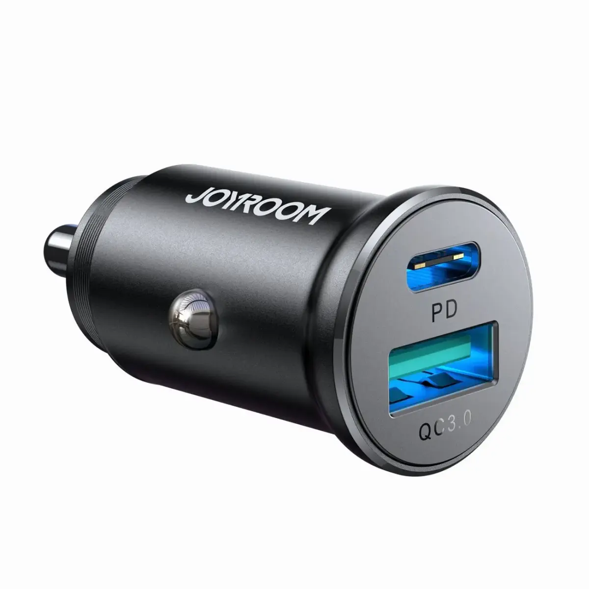 Joyroom JR-CCN05 30W USB-A USB-C mini auto lādētājs - melns | 30W | PD, QC, PPS | USB-A, USB-C | Melns