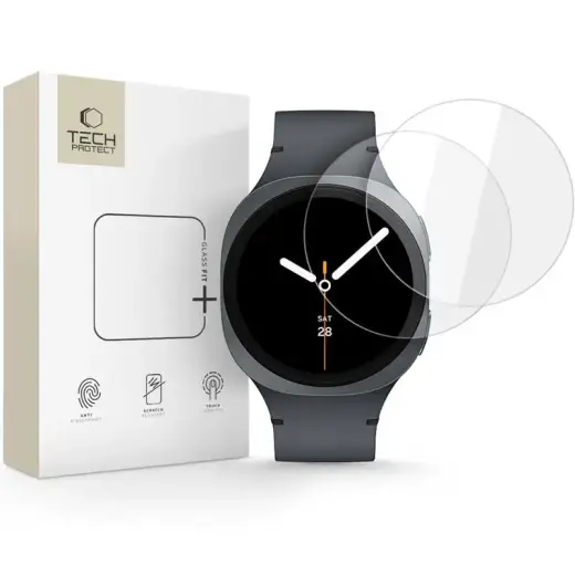 SZKŁO HARTOWANE TECH-PROTECT GLASS FIT+ 2-PACK SAMSUNG GALAXY WATCH 8 (44 MM) CLEAR
