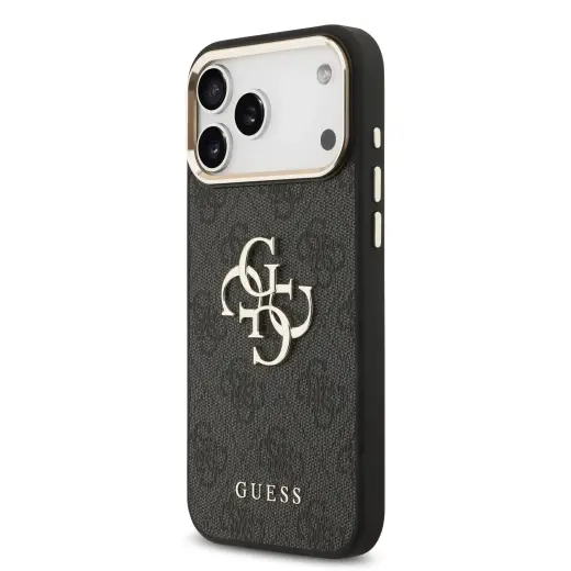 Guess PU Leather 4G Metal Logo maciņš telefonam iPhone 17 Pro Max melns