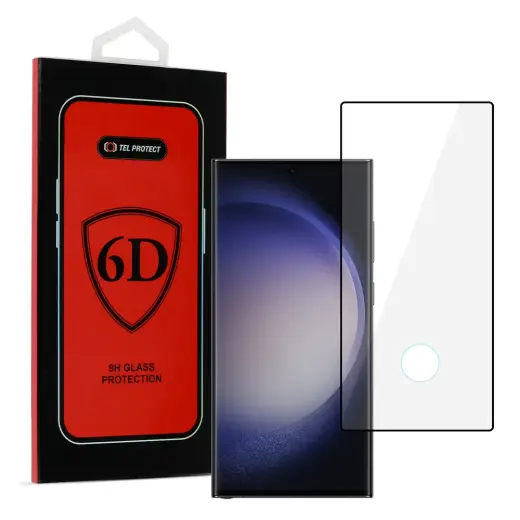 Tel Protect Full Glue 6D aizsargstikls telefona ekrānam Galaxy S23 Ultra (saderīgs ar pirksta nospieduma sensoru)