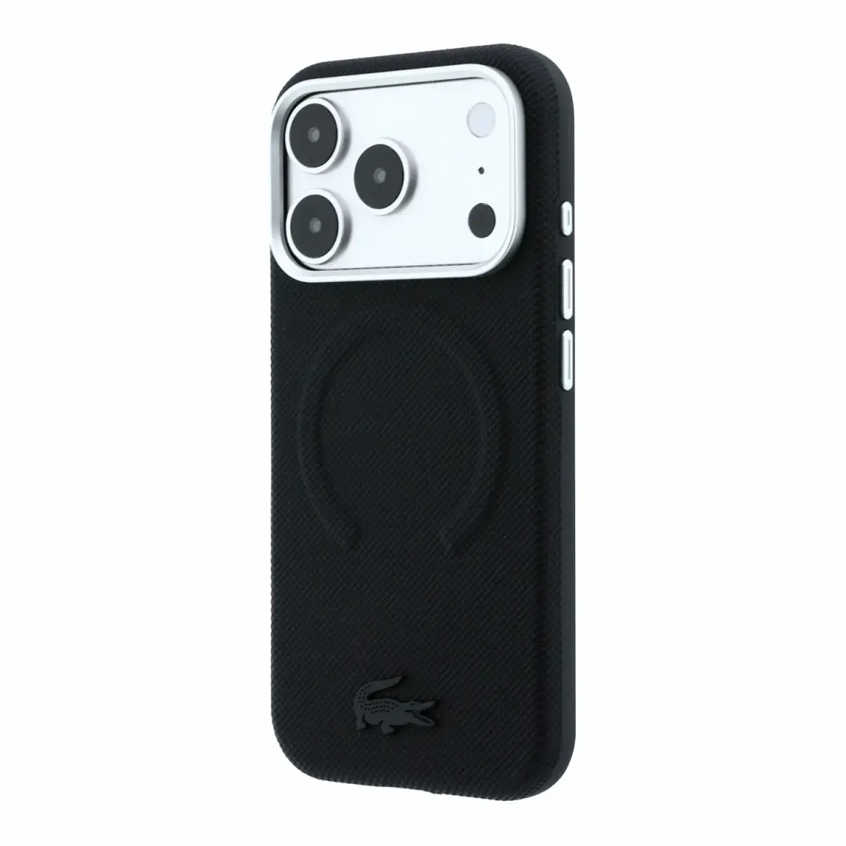 Lacoste PVC Petit Pique Semi Wrap Embossed чехол с поддержкой MagSafe для телефона iPhone 18 Pro Max чёрный