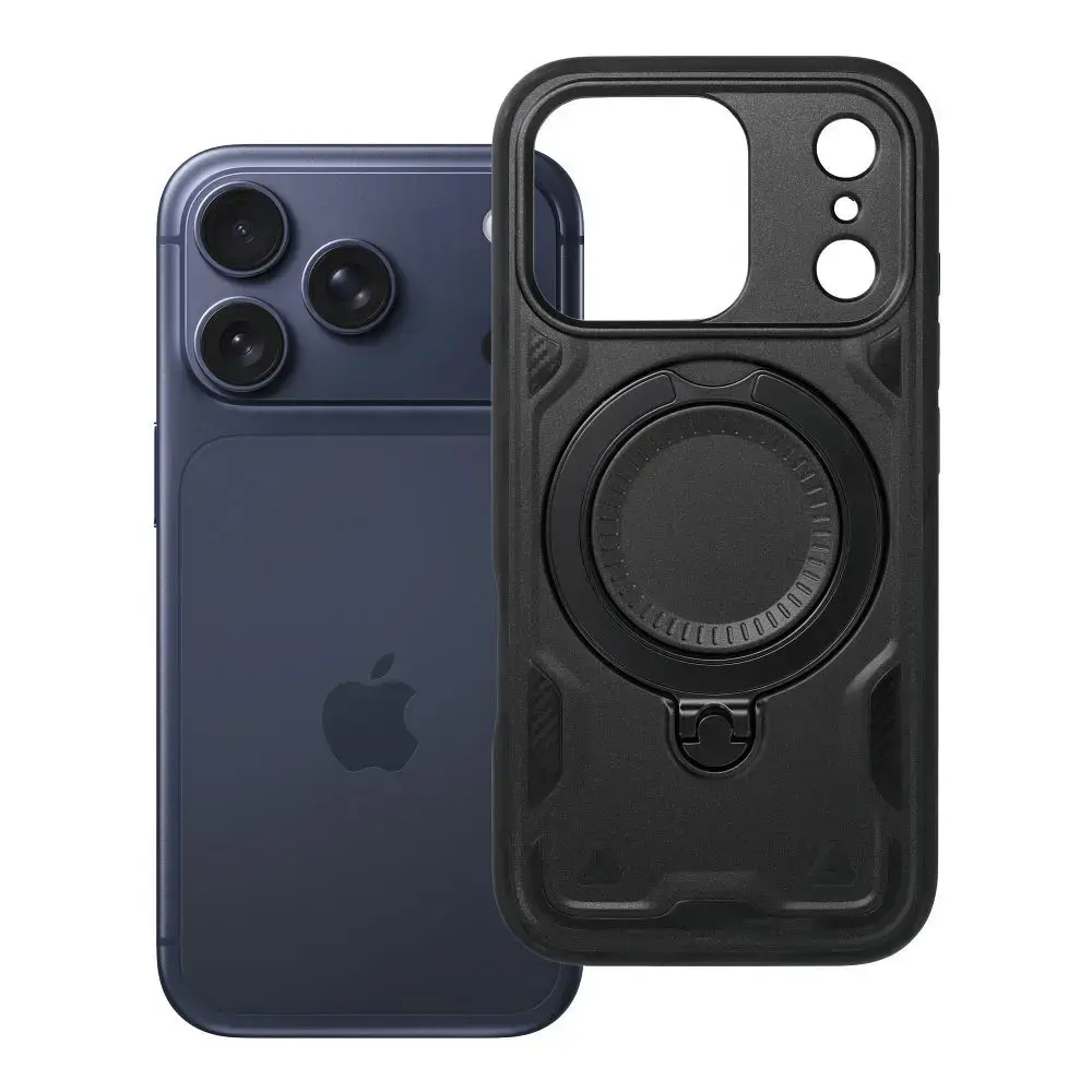 Frost Armor maciņš ar statīvu telefonam iPhone 18 Pro | iPhone 17 Pro melns