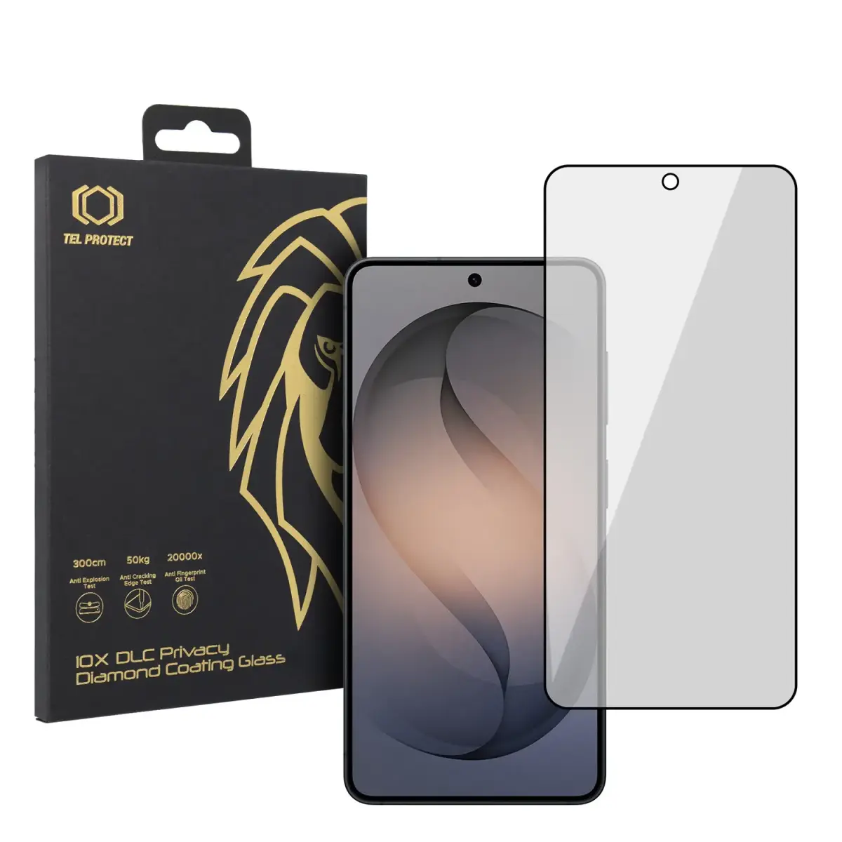 Защитное стекло Tel Protect 10X Privacy DLC Diamond Coating для Galaxy S26+ (эффект приватности) (совместимо со сканером отпечатка под экраном)