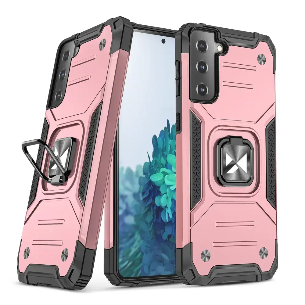 Wozinsky Ring Armor Tough Hybrid telefono dėklas su stovu Samsung Galaxy S22 (S901) auksinis