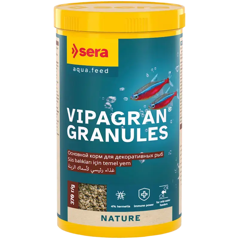 Peldoša, mīksta granulu barība dekoratīvajām zivīm - Sera Vipagran Granules 1.000ml (370g)