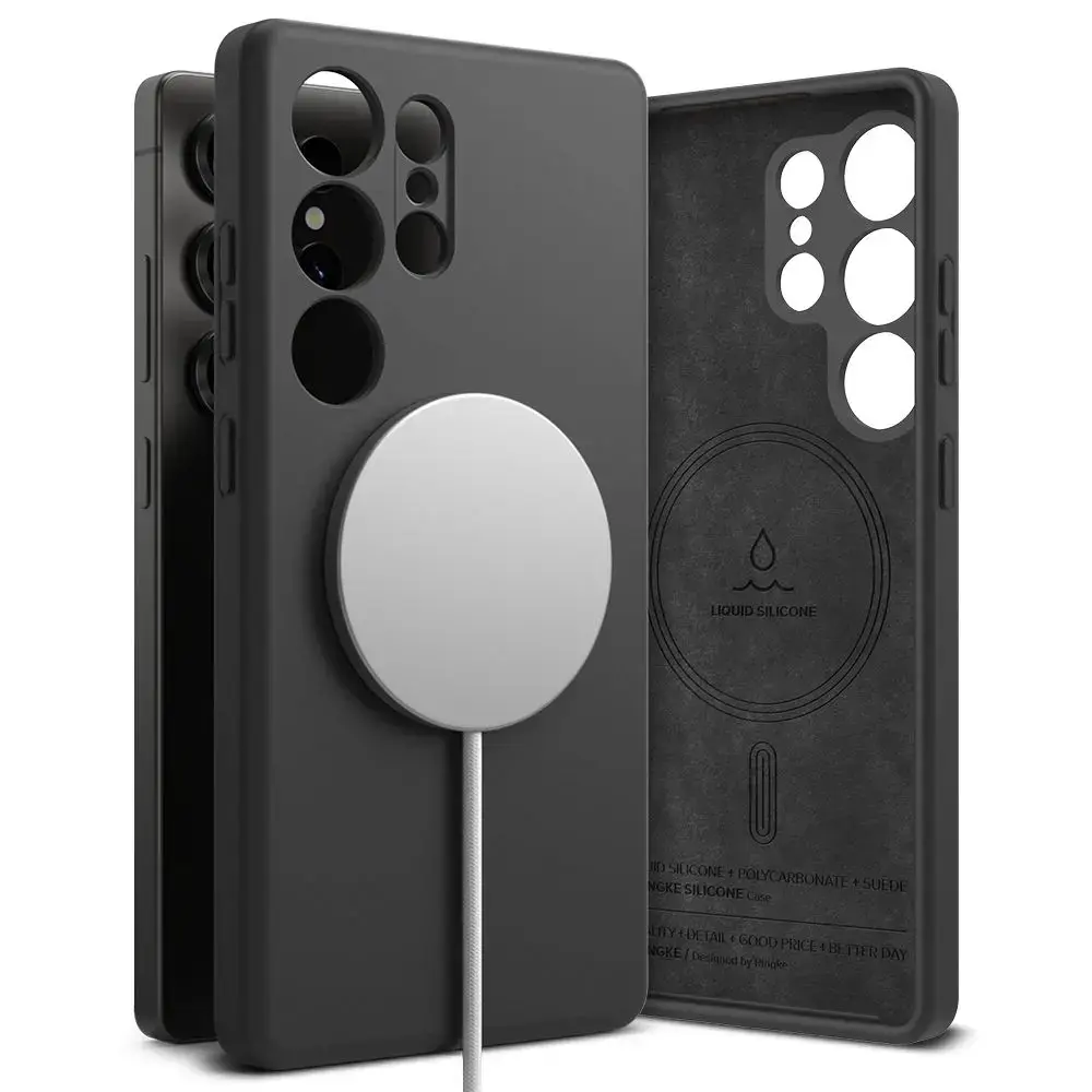 Ringke Silicone maciņš ar MagSafe atbalstu telefonam Samsung Galaxy S25 Ultra (S938) melns