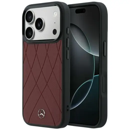 Mercedes Leather Crossed Lines чехол с поддержкой MagSafe для телефона iPhone 18 Pro Max | iPhone 17 Pro Max красный