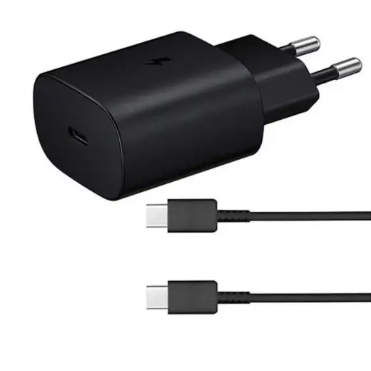 Samsung EP-TA800EBE lādētājs | 25 W | USB-C | ar USB-C uz USB-C kabeli komplektā | melns