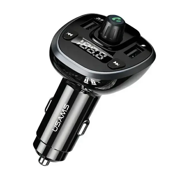 USAMS Zestaw głośnomówiący C21 z transmiterem FM, Bluetooth 5.0, MP3, 2xUSB 3,4A czarny|black CC115GC01 (US-CC115)