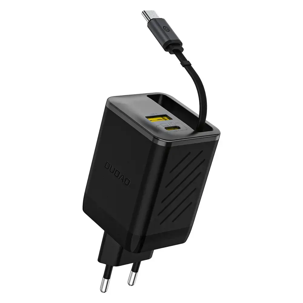 Зарядное устройство Dudao A67EU | 67W | PD, QC, GaN | USB-A, USB-C | с кабелем USB-C в комплекте | чёрное