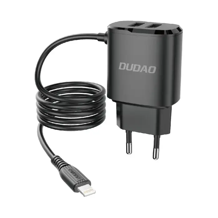 Dudao A2ProL зарядное устройство | 12W | USB-A, Lightning | с проводом Lightning в комплекте | черное