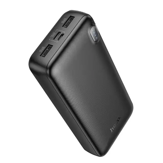 Hoco J128A ārējais akumulators (powerbank) | 20 000 mAh | 10W | USB-A, USB-C, Micro USB | melns