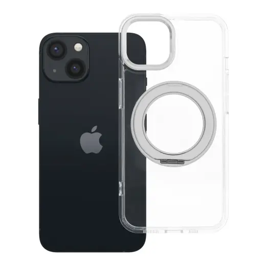 Frame Circle Stand telefono dėklas su stovu ir MagSafe palaikymu iPhone 13 skaidrus