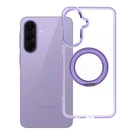 Frame Circle Stand telefono dėklas su stovu ir MagSafe palaikymu Samsung Galaxy A57 (A576) violetinis