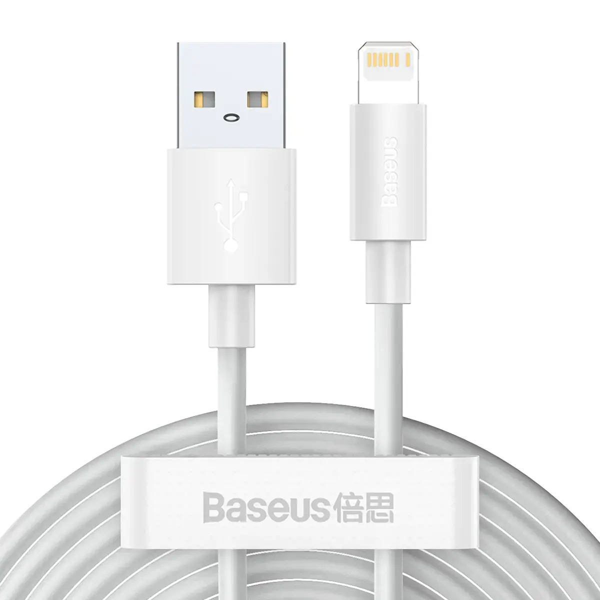 Baseus Simple Wisdom datu pārraides un uzlādes vads | USB-A uz Lightning | 12W | 1.5m | balts | 2 gab. komplekts