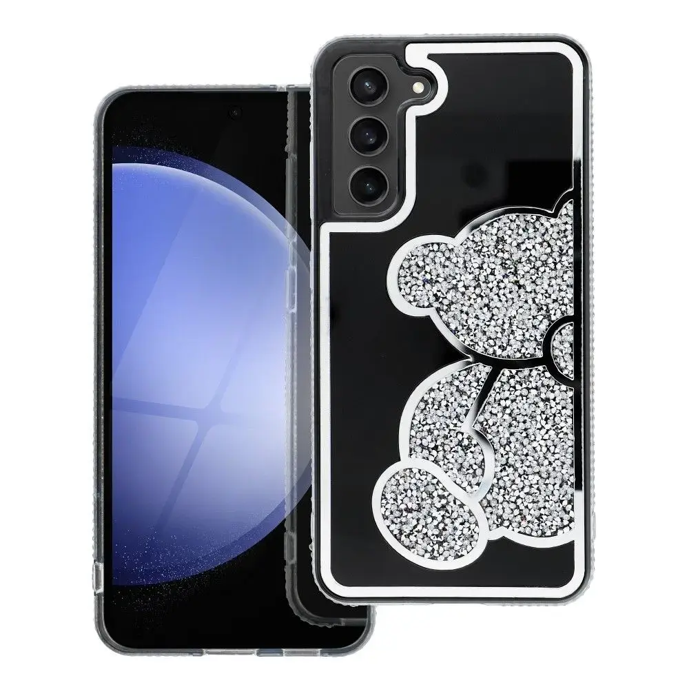 Teddy Bear telefono dėklas Samsung Galaxy S25 FE (S731) | S26 FE (S741) sidabrinis (pliušinis meškiukas)