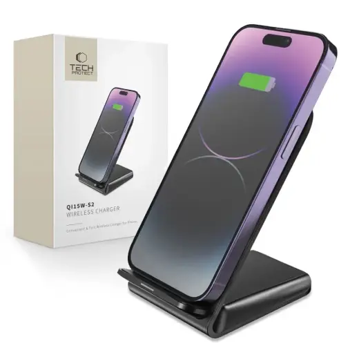 Tech-Protect S2 bezvadu lādētājs | Qi | 15W | melns