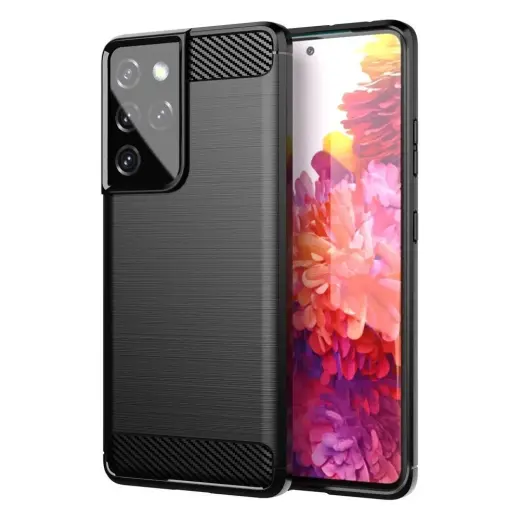 Carbon Case elastīgs maciņš telefonam Samsung Galaxy S21 Ultra (G998) melns